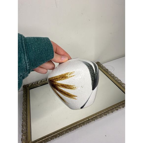 Vintage Handpainted Ceramic Pottery Vase with Fan Brush Design - Picture 3 of 9